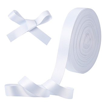 Thermal Transfer Polyester Flat Hanging Strap, DIY Accessories, White, 25x0.6mm, 25m/bundle