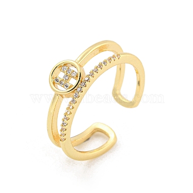 Clear Letter H Brass+Cubic Zirconia Finger Rings
