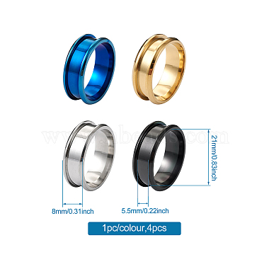 4 Colors Stainless Steel Grooved Finger Ring Settings(STAS-TA0001-26E)-7