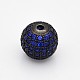 CZ Brass Micro Pave Grade AAA Blue Color Cubic Zirconia Round Beads(KK-O065-12mm-03B-NR)-1