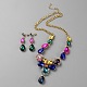 Colorful Rhinestone Teardrop Jewelry Set for Women(SJEW-F222-05G)-1
