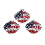 Independence Day Transparent Epoxy Resin & Glitter Powder Powder Cabochons, Shell Shape, Red, 14x16x4.5mm(RESI-G132-02)