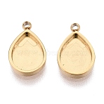 304 Stainless Steel Pendant Cabochon Component, Teardrop, Ion Plating(IP), Real 18K Gold Plated, Tray: 8x6mm, 11x7x1.8mm, Hole: 1mm(STAS-Q113-23C-G)