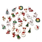 Alloy Enamel Pendants/Charms, Christmas Theme, Mixed Shapes, Mixed Color, 7.4x7.2x1.7cm, 30pcs/box(ENAM-SC0001-03)