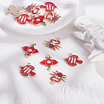 12Pcs 3 Styles Ocean Theme Alloy Enamel Pendants, Fish & Crab Charms, Red, 18.5~22.5x16.5~19.5x1.5mm, Hole: 2mm, 4pcs/style(ENAM-LP0002-31)