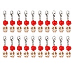 20Pcs Skull Synthetic Turquoise & Resin Rose Pendant Decorations, with Alloy Lobster Claw Clasps, Floral White, 40mm(HJEW-JM03503-01)