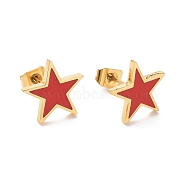Enamel Pentagon Stud Earrings, Golden 304 Stainless Steel Jewelry for Women, Golden, 11x11.5x2mm, Pin: 0.6mm(STAS-I198-02A)