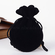 Gourd Velvet Bags, Black, 9.5x7.5cm(X-TP-R005-01)