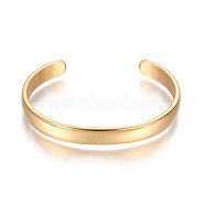 Ion Plating(IP) 304 Stainless Steel Cuff Bangles, Golden, 2-1/4 inchx1-5/8 inch(5.7x4cm), 4mm(X-STAS-I110-10-4mm-G)