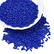 Baking Paint Glass Seed Beads, Peanut, Blue, 2~2.5x4x2mm, Hole: 0.8mm, about 15000pcs/pound(SEED-A033-04E)