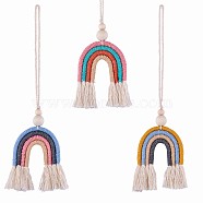 3Pcs Bohemian Rainbow Car Charms, Macrame Rear Mirror Hanging Accessories, Cute Car Air Fresheners Ornament for Car Interior Decoration Essential Oil Diffuser, Colorful, 340x60mm(JX257A)