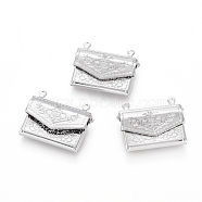 Brass Locket Pendants, Photo Frame Charms for Necklaces, Bag, Platinum, 16.8x21.8x3.5mm, Hole: 1mm(X-KK-G386-11P)