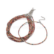 Faceted Rondelle Glass Beaded Necklace for Women, with Alloy Clasps, Colorful, 16.14 inch(41cm), 3mm(NJEW-M208-01F)