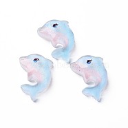 Transparent Epoxy Resin Cabochons, with Glitter Powder, Dolphin, Light Sky Blue, 17x24x7mm(X-CRES-S365-42)