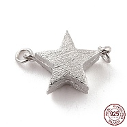 Rhodium Plated 925 Sterling Silver Magnetic Clasps, With Jump Rings, Textured Star, Platinum, 14x10x5mm, Hole: 1.2mm(STER-A001-04P)