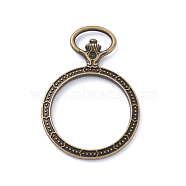 Zinc Alloy Big Pendants, Open Back Bezel, for DIY UV Resin, Epoxy Resin, Pressed Flower Jewelry, Pocket Watch Bezel, Antique Bronze, 52x36x5mm, Hole: 13.5X8mm, inner diameter: 28.5mm (PALLOY-D580-15AB)