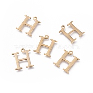 304 Stainless Steel Charms, Greek Alphabet, Golden, Letter.H, 14x12.4x1mm, Hole: 1.2mm(STAS-L263-07G)