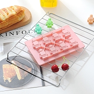 Food Grade Silicone Molds, Fondant Molds, For DIY Cake Decoration, Chocolate, Candy, UV Resin & Epoxy Resin Jewelry Making, Robot, Pink, 164x113x12mm, Robot: 40.5x25.5mm(DIY-I021-11)