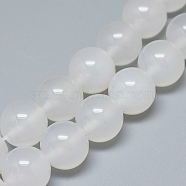 Natural White Agate Beads Strands, Grade A, Round, 10~10.5mm, Hole: 0.7mm, about 38 pcs/Strand, 15.16 inch(38.5 cm)(G-D0005-27-10mm)