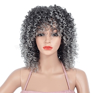Explosive Head Wig, African Wig Female Short Curly Hair Fluffy, High Temperature Heat Resistant Fiber Wigs, Dark Gray, 13.7 inches(35cm)(OHAR-G009-02)