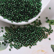 MIYUKI Delica Beads, Cylinder, Japanese Seed Beads, 11/0, (DB0148) Silver Lined Emerald, 1.3x1.6mm, Hole: 0.8mm, about 2000pcs/10g(X-SEED-J020-DB0148)