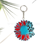 DIY Pet Theme Sunflower with Paw Print Pendant Silicone Molds, Resin Casting Molds, For UV Resin, Epoxy Resin Jewelry Making, Deep Sky Blue, 76x75x6mm, Hole: 2mm(SIMO-H010-04)
