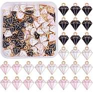 90Pcs 3 Colors Alloy Enamel Charms, Dimond, Light Gold, Mixed Color, 15x11.5x2.5mm, Hole: 1.8mm, 30pcs/color(ENAM-SZ0003-01)