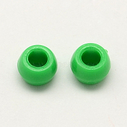 Opaque Acrylic European Beads, Large Hole Rondelle Beads, Green, 8~9x6mm, Hole: 4mm, about 132pcs/30g(SACR-Q112-06)