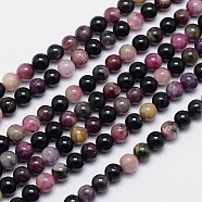 Natural Tourmaline Round Bead Strands, 6mm, Hole: 1mm, about 66pcs/strand, 15.5 inch(G-I162-01-6mm)
