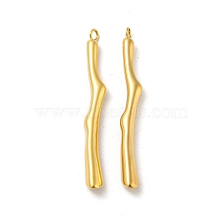 304 Stainless Steel Pendants, Branch Charm, Real 14K Gold Plated, 26x3x2mm, Hole: 1.2mm(STAS-L022-211G)