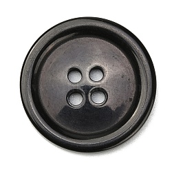 Resin Buttons, Dyed, Flat Round, Black, 25x3mm, Hole: 2mm, 98pcs/bag(RESI-D030-25mm-02)