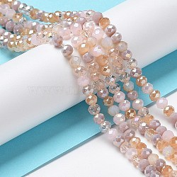 Glass Beads Strands, Faceted, Rondelle, PeachPuff, 4~4.5x3.5mm, Hole: 1mm, about 121~127pcs/strand, 16.61inch~17.20 inch(42.2~43.7cm)(X-EGLA-A034-M4mm-08)