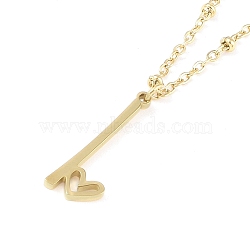 304 Stainless Steel Pendant Necklaces, Letter Charms Charms, Letter H, 16.22 inch(41.2cm), Pendant: 24x18.5x1.4mm(NJEW-H029-02G-I)