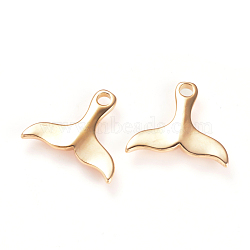 Brass Pendants, Whale Tail Shaped, Nickel Free, Real 18K Gold Plated, 19x21.5x2mm, Hole: 3mm(KK-R037-250G)