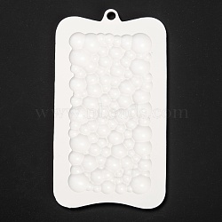 Chocolate Food Grade Silicone Molds, Rectangle with Bubble Shaped Pattern, Resin Casting Molds, Epoxy Resin Craft Making, White, 185x103x9mm, Hole: 9mm, Finished Protect: 150x75x7mm(DIY-F068-08)