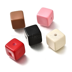 Spray Painted Acrylic Beads, Cube, Mixed Color, 16x15.5x15.5mm, Hole: 3mm(OACR-R002-04A)