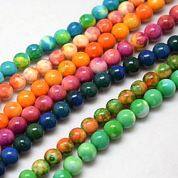 Synthetic Fossil Beads Strands, Dyed & Heated, Round, Mixed Color, 6mm, Hole: 1mm, about 62pcs/strand, 15.7 inch(G-L028-6mm-M)