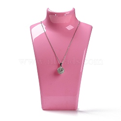 Plastic Necklace Bust Display Stands, Pink, 6.4x13.6x22cm(NDIS-P003-01C)