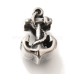 304 Stainless Steel European Beads, Large Hole Beads, Anchor, Antique Silver, 13x9x8mm, Hole: 4.5mm(STAS-G350-27AS)