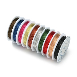 Round Copper Jewelry Wire, Mixed Color, 24 Gauge, 0.5mm, about 26.24 Feet(8m)/roll, 10 rolls/group(CWIR-S002-0.5mm-M)