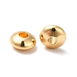Brass Spacer Beads, Saucer Beads, Real 18K Gold Plated, 6x3mm, Hole: 2mm(KK-M233-03G)