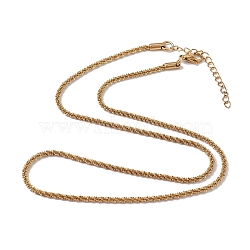 Ion Plating(IP) 304 Stainless Steel Bone Rope Chain Necklace for Women, Golden, 18.15 inch(46.1cm), Wide: 2.3mm(NJEW-I121-01B-G)