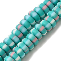 Polymer Clay Beads Strands, Rondelle, Medium Turquoise, 6.5~7x3~3.5mm, Hole: 1.6mm, about 116~123pcs/strand, 15.55~15.94''(39.5~40.5cm)(CLAY-H006-02G)