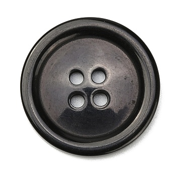 Resin Buttons, Dyed, Flat Round, Black, 25x3mm, Hole: 2mm, 98pcs/bag