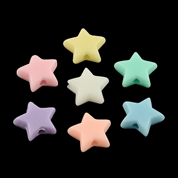 Opaque Acrylic Beads, Star, Mixed Color, 10x10x4mm, Hole: 2mm