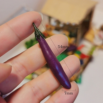 Resin Vegetable Model, Micro Landscape Garden Dollhouse Accessories, Pretending Prop Decorations, Eggplant, 54x7mm