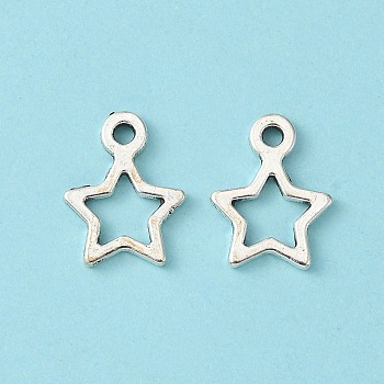 Tibetan Style Alloy Charms, Star, Christmas, Antique Silver, Lead Free & Cadmium Free, 14x10x2mm, Hole: 1.5mm