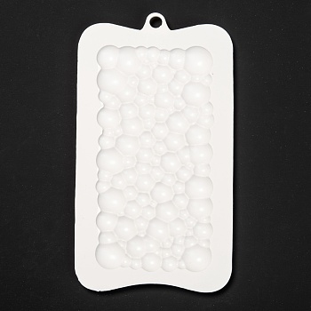 Chocolate Food Grade Silicone Molds, Rectangle with Bubble Shaped Pattern, Resin Casting Molds, Epoxy Resin Craft Making, White, 185x103x9mm, Hole: 9mm, Finished Protect: 150x75x7mm