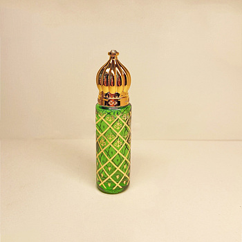Arabian Style Glass Roller Ball Bottles, Essential Oil Refillable Bottle, for Personal Care, Yellow Green, 2x7.9cm, Capacity: 6ml(0.20fl. oz)
