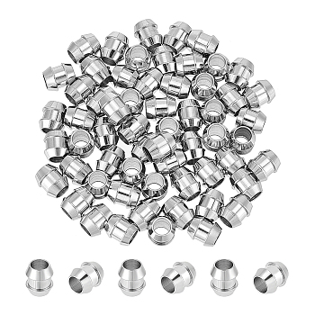 60Pcs 201 Stainless Steel Beads, Column, Stainless Steel Color, 8x6~7mm, Hole: 4.2mm